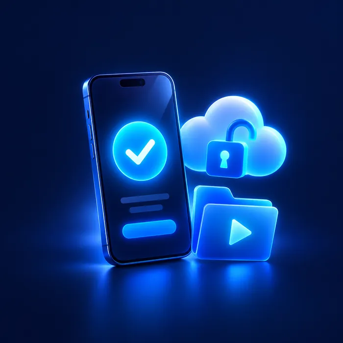 Telefon z potwierdzeniem płatności i otwarty folder w chmurze