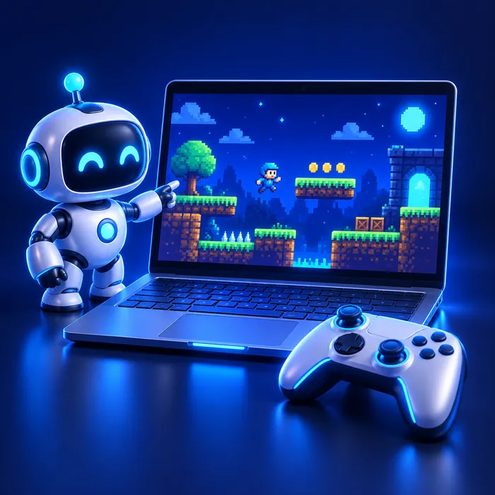 Laptop z grą 2D i pad